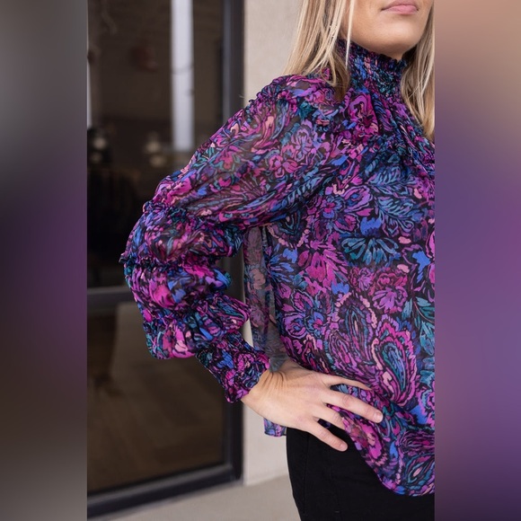 MISA Floral Rosalind Blouse sz L - Picture 3 of 8